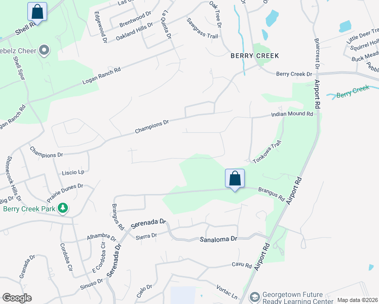 map of restaurants, bars, coffee shops, grocery stores, and more near 3403 Deer Trail in Georgetown