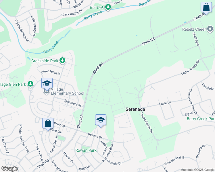 map of restaurants, bars, coffee shops, grocery stores, and more near 1707 Roaming Oak Bend in Georgetown
