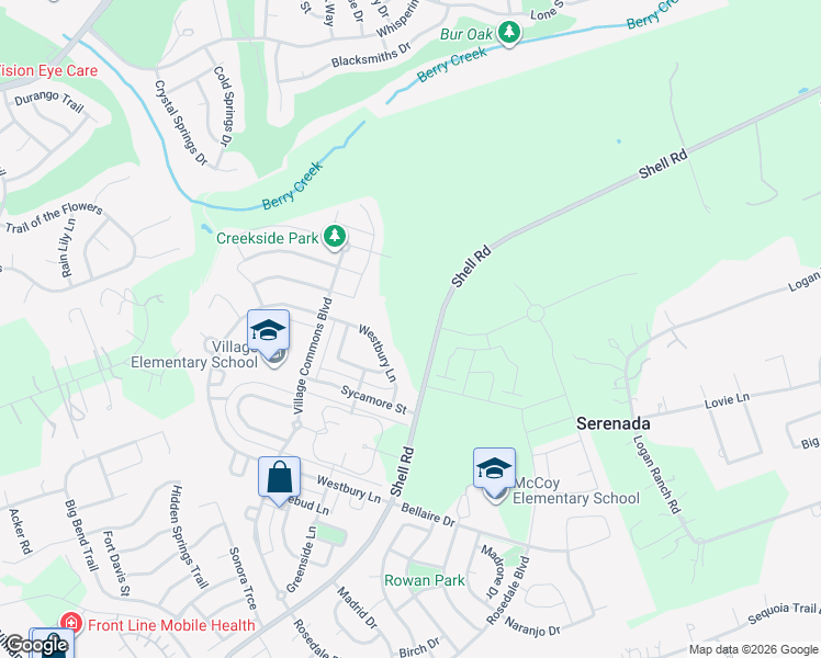 map of restaurants, bars, coffee shops, grocery stores, and more near 2100 Shell Road in Georgetown