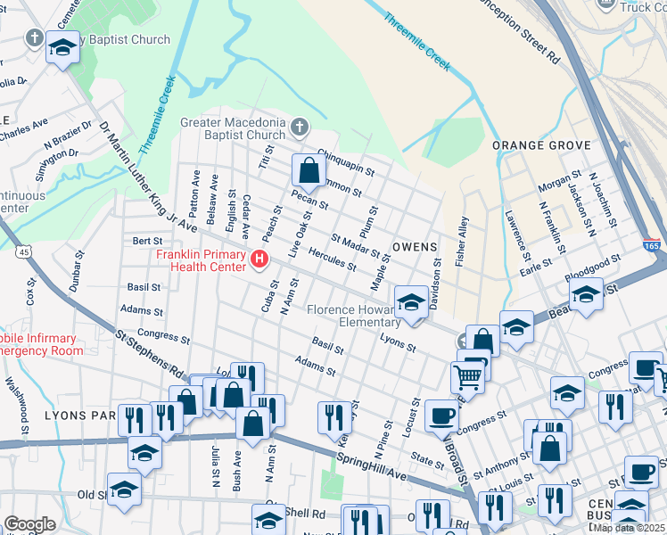 map of restaurants, bars, coffee shops, grocery stores, and more near 1204 Doctor Martin Luther King Junior Avenue in Mobile