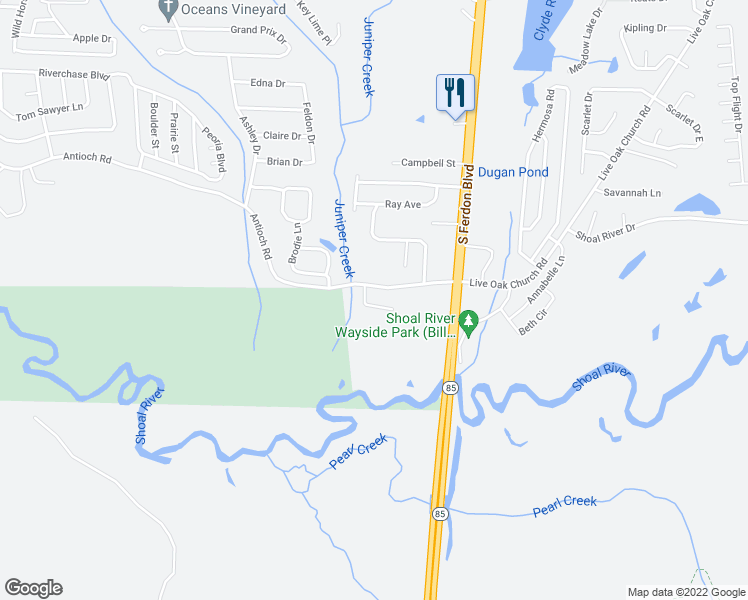 map of restaurants, bars, coffee shops, grocery stores, and more near 103 Trevor Court in Crestview