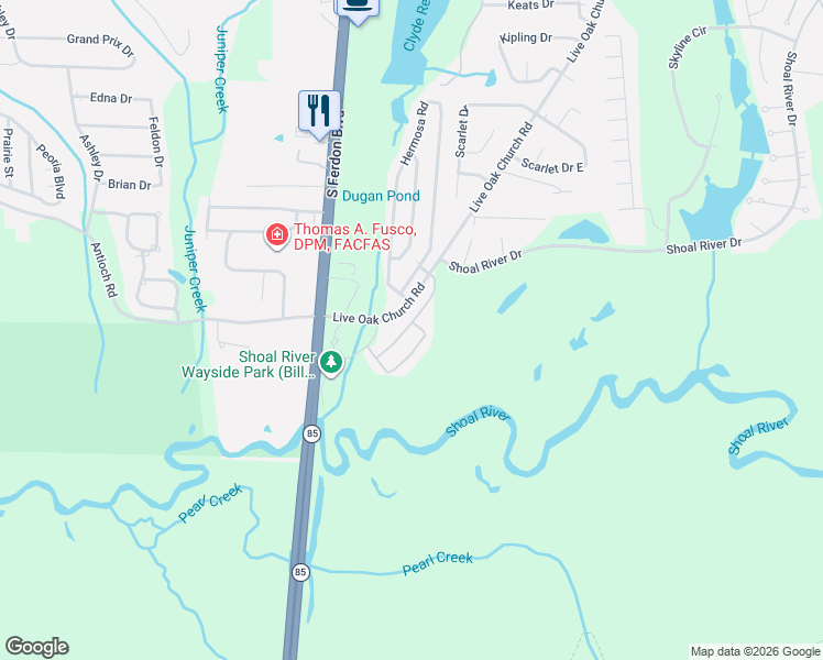 map of restaurants, bars, coffee shops, grocery stores, and more near 4537 Annabelle Lane in Crestview