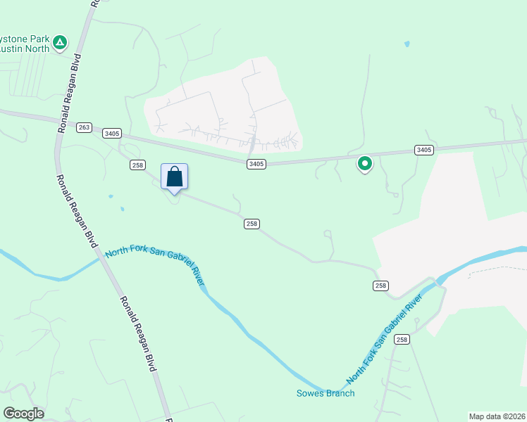 map of restaurants, bars, coffee shops, grocery stores, and more near 5514 County Road 258 in Georgetown
