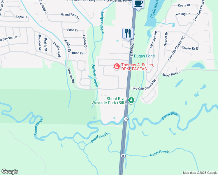 map of restaurants, bars, coffee shops, grocery stores, and more near 4259 Antioch Road in Crestview