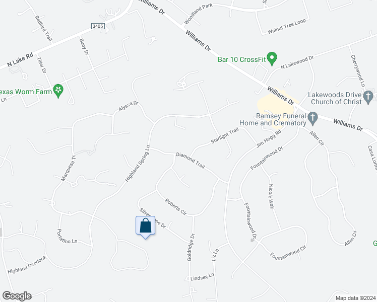 map of restaurants, bars, coffee shops, grocery stores, and more near 200 Diamond Trail in Georgetown