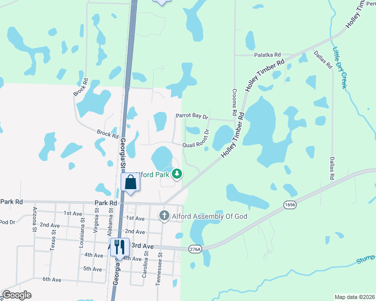 map of restaurants, bars, coffee shops, grocery stores, and more near 1856 Quail Roost Drive in Cottondale