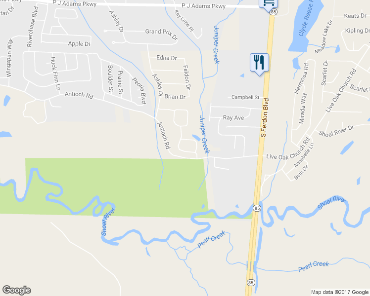 map of restaurants, bars, coffee shops, grocery stores, and more near 2609 Brodie Lane in Crestview
