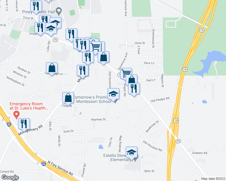map of restaurants, bars, coffee shops, grocery stores, and more near 519 McGuire Lane in Huntsville