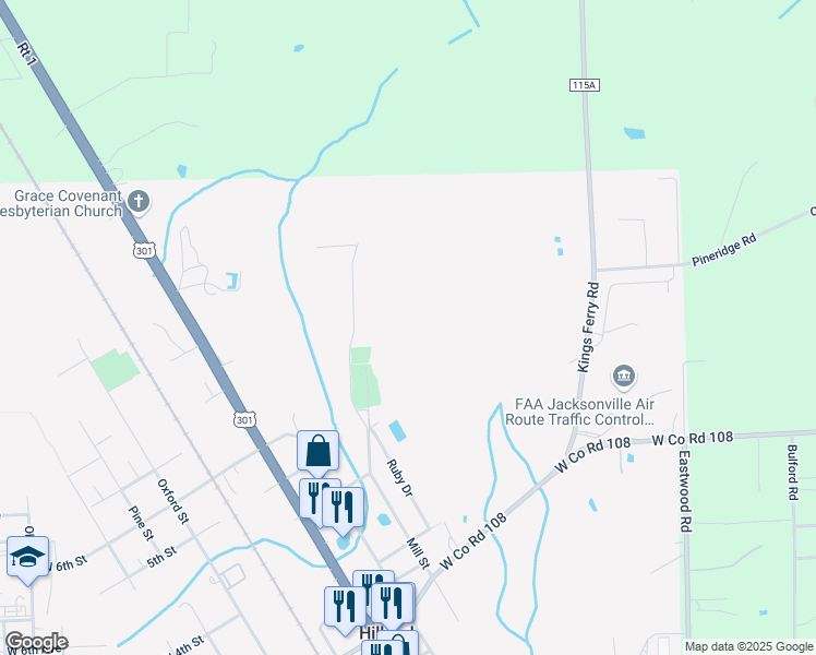 map of restaurants, bars, coffee shops, grocery stores, and more near 37349 Ruby Drive in Hilliard