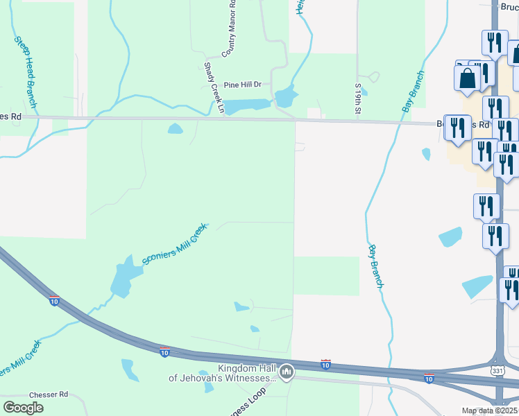 map of restaurants, bars, coffee shops, grocery stores, and more near 306 Steele Church Road in DeFuniak Springs