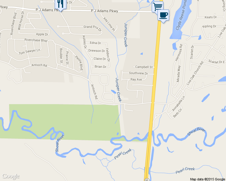 map of restaurants, bars, coffee shops, grocery stores, and more near 4415 Parsoni Loop in Crestview