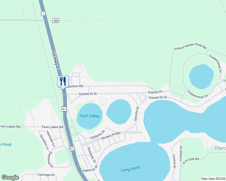 map of restaurants, bars, coffee shops, grocery stores, and more near 5267 Danieli Drive North in Lake Park