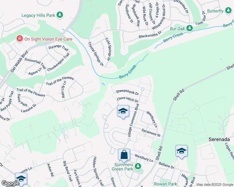 map of restaurants, bars, coffee shops, grocery stores, and more near 404 Sheepshank Drive in Georgetown