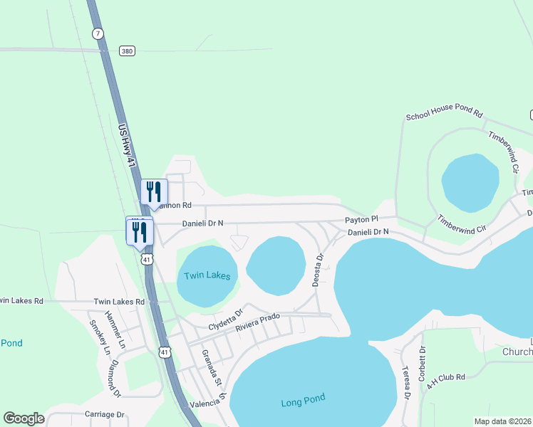 map of restaurants, bars, coffee shops, grocery stores, and more near 5267 Danieli Drive North in Lake Park