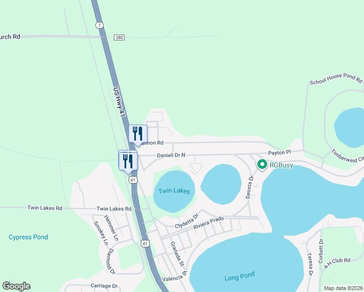 map of restaurants, bars, coffee shops, grocery stores, and more near 5098 Cannon Road in Lake Park