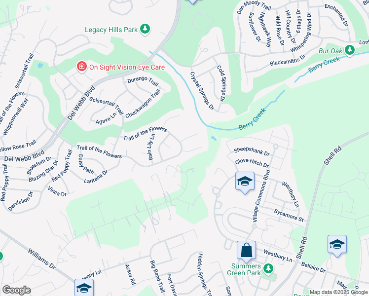 map of restaurants, bars, coffee shops, grocery stores, and more near 100 Winecup Way in Georgetown
