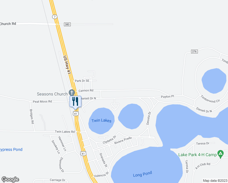 map of restaurants, bars, coffee shops, grocery stores, and more near 5126 Cannon Road in Lake Park