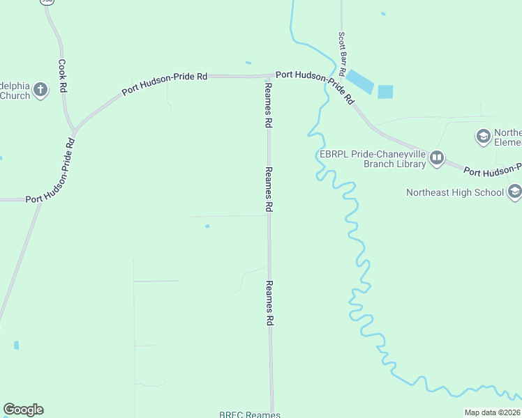 map of restaurants, bars, coffee shops, grocery stores, and more near 24014B Reames Road in Zachary