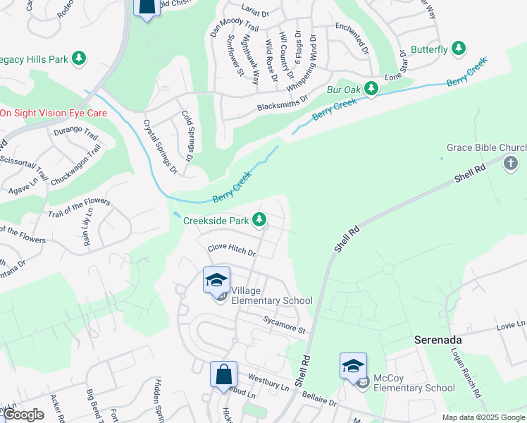 map of restaurants, bars, coffee shops, grocery stores, and more near 1220 Half Hitch Trail in Georgetown