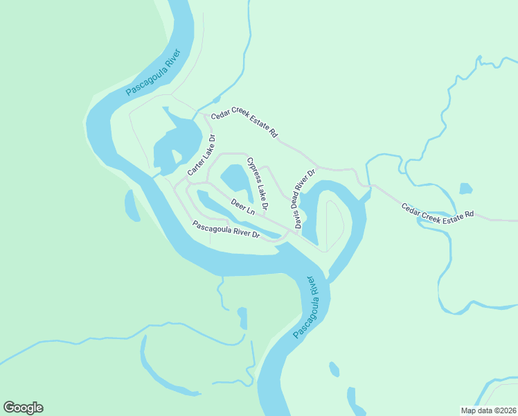 map of restaurants, bars, coffee shops, grocery stores, and more near Cypress Lake Drive in Lucedale