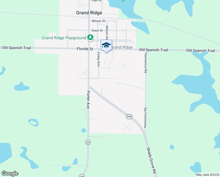 map of restaurants, bars, coffee shops, grocery stores, and more near 1932 Edenfield Drive in Grand Ridge