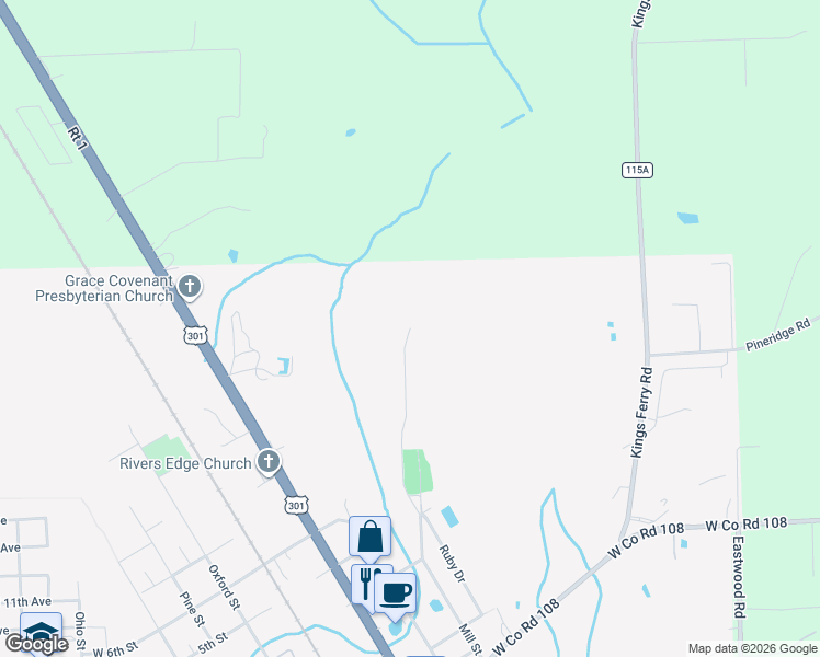 map of restaurants, bars, coffee shops, grocery stores, and more near 489 Ruby Drive in Hilliard