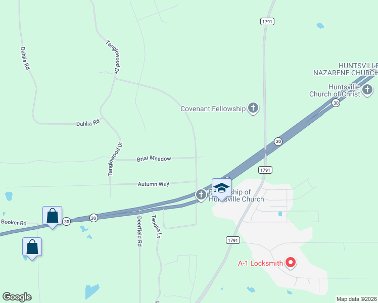 map of restaurants, bars, coffee shops, grocery stores, and more near 39 Timberwilde Drive in Huntsville