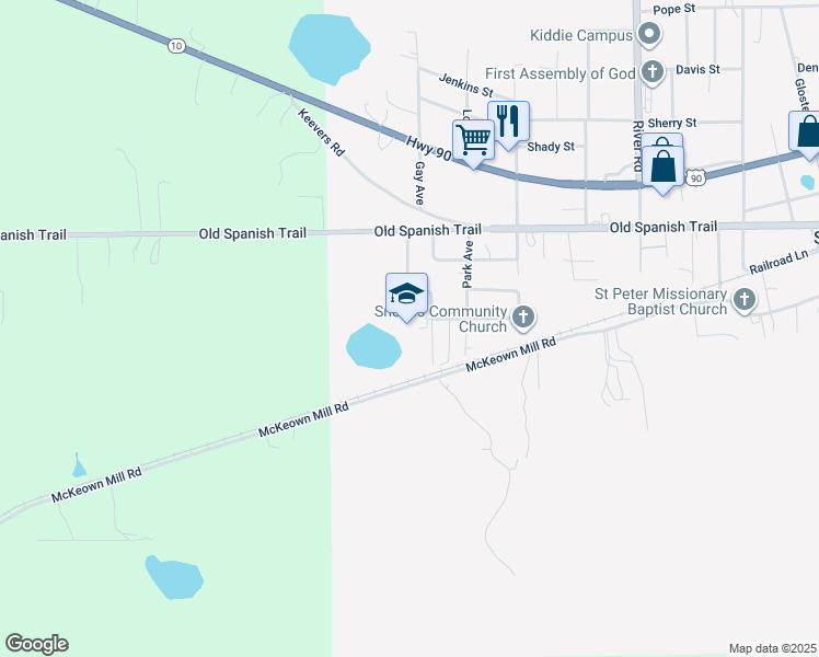 map of restaurants, bars, coffee shops, grocery stores, and more near 1961 Lockey Drive in Sneads