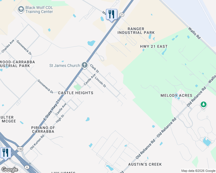 map of restaurants, bars, coffee shops, grocery stores, and more near 1304 Lincoln Street in Bryan