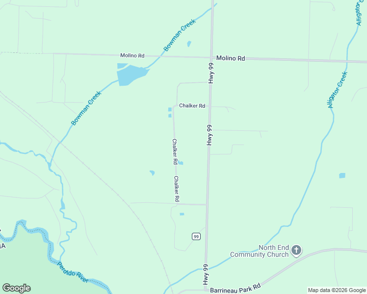 map of restaurants, bars, coffee shops, grocery stores, and more near 5515 Highway 99 in Molino