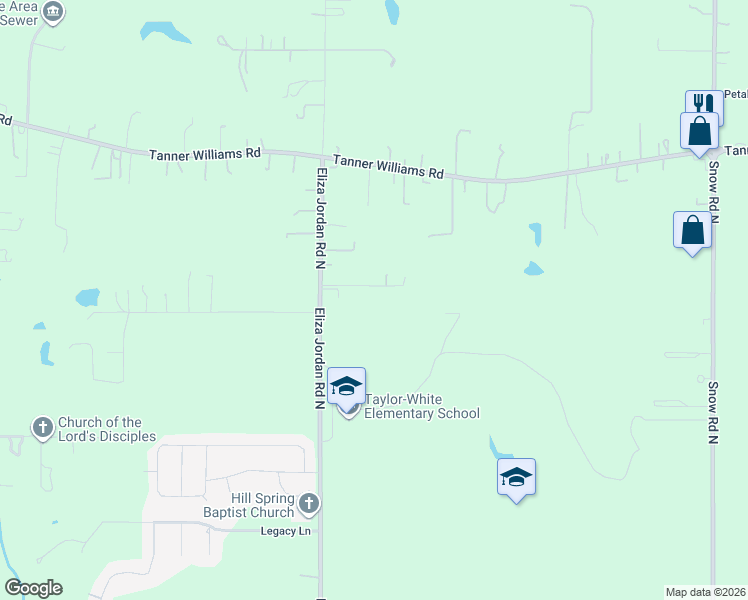 map of restaurants, bars, coffee shops, grocery stores, and more near 700 Eliza Jordan Road North in Mobile