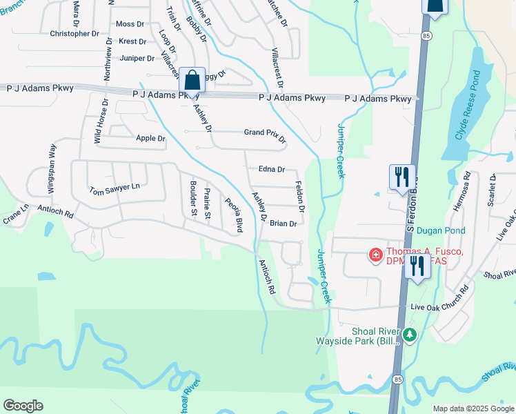 map of restaurants, bars, coffee shops, grocery stores, and more near 113 Ashley Drive in Crestview