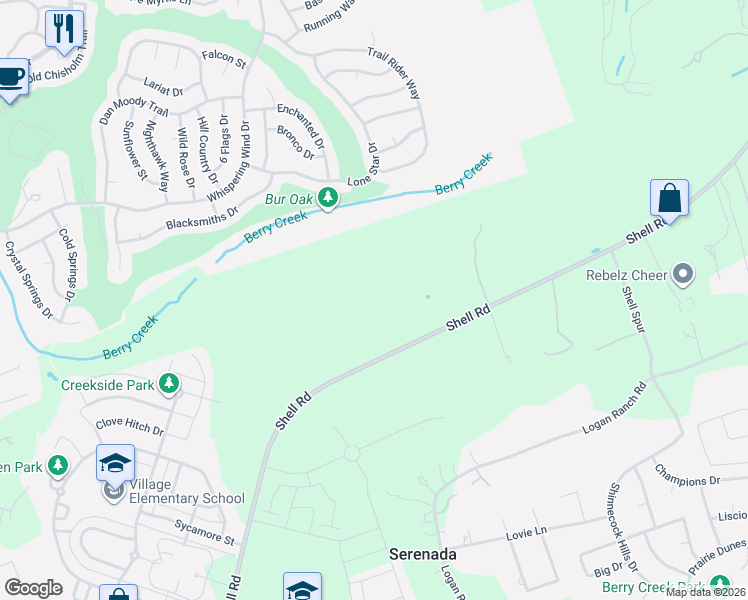 map of restaurants, bars, coffee shops, grocery stores, and more near 2100 Shell Road in Georgetown