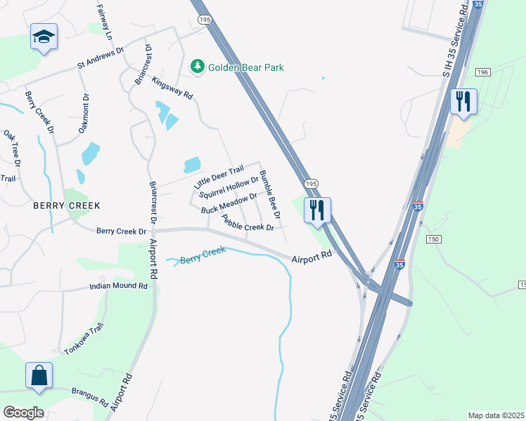 map of restaurants, bars, coffee shops, grocery stores, and more near 30114 Drifting Meadow Drive in Georgetown