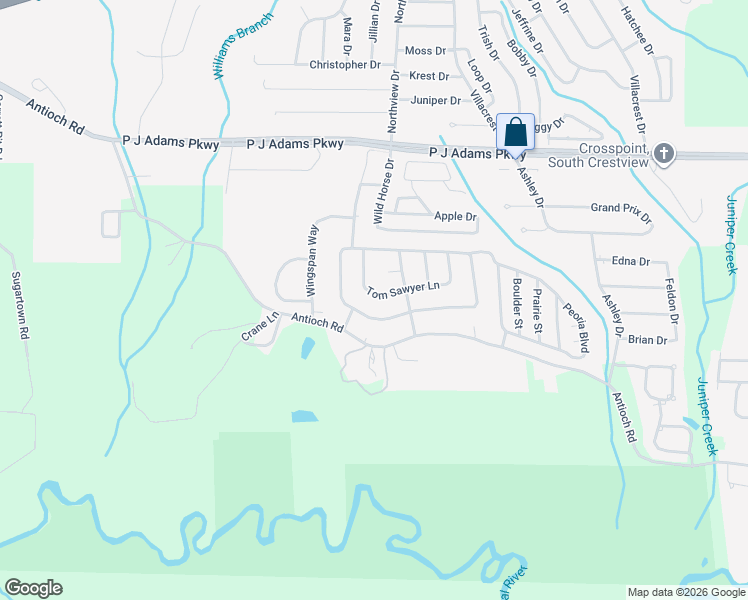 map of restaurants, bars, coffee shops, grocery stores, and more near 517 Tom Sawyer Lane in Crestview