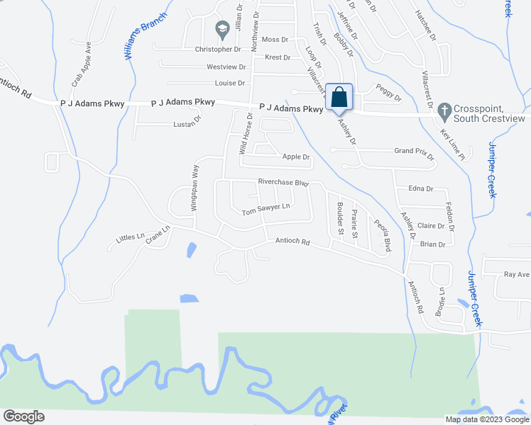 map of restaurants, bars, coffee shops, grocery stores, and more near 527 Tom Sawyer Lane in Crestview