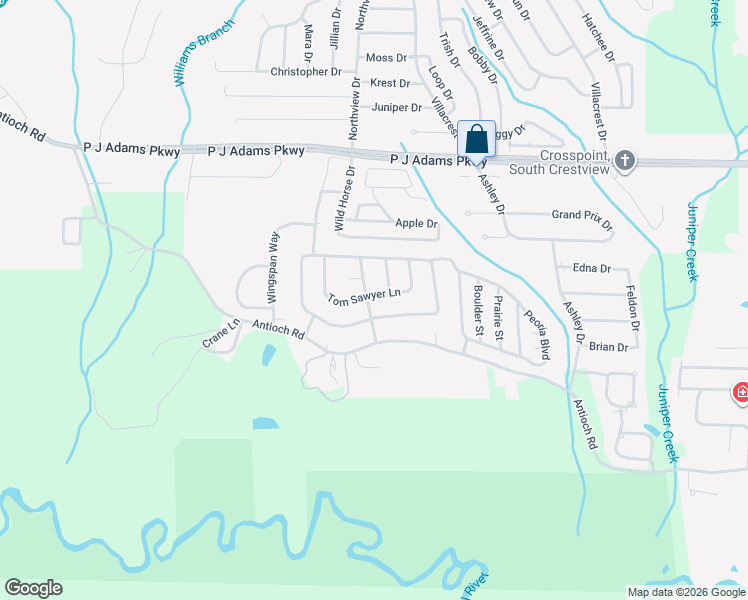 map of restaurants, bars, coffee shops, grocery stores, and more near 527 Tom Sawyer Lane in Crestview