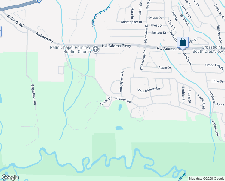 map of restaurants, bars, coffee shops, grocery stores, and more near 759 Majestic Drive in Crestview