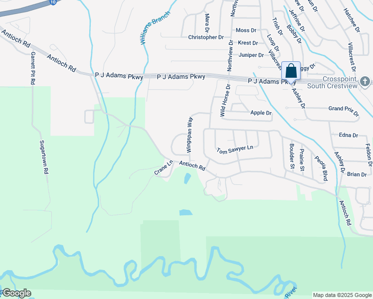 map of restaurants, bars, coffee shops, grocery stores, and more near 605 Wingspan Way in Crestview