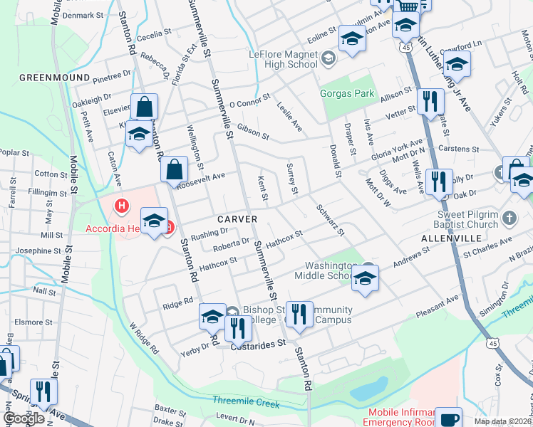 map of restaurants, bars, coffee shops, grocery stores, and more near 570 Leamore Ct in Mobile