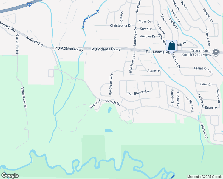 map of restaurants, bars, coffee shops, grocery stores, and more near 605 Wingspan Way in Crestview