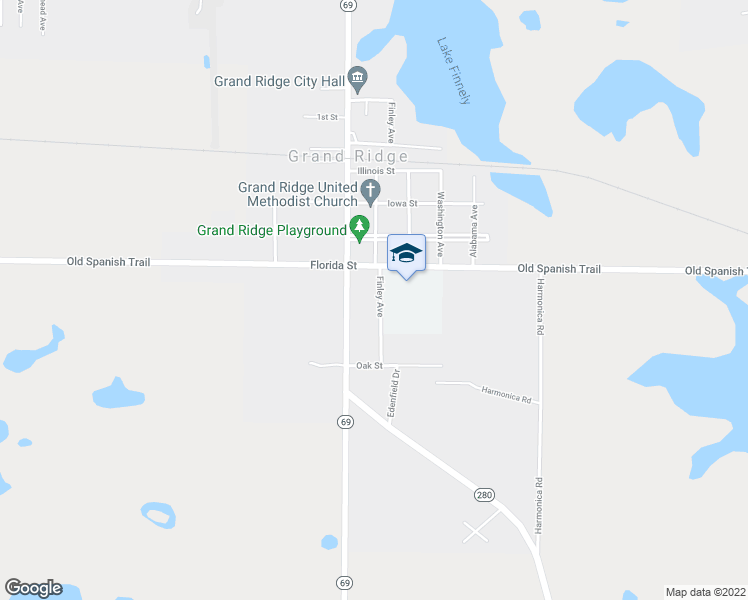 map of restaurants, bars, coffee shops, grocery stores, and more near 1969 Finley Avenue in Grand Ridge