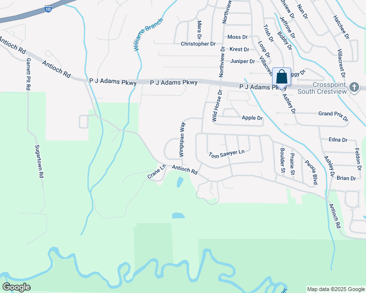 map of restaurants, bars, coffee shops, grocery stores, and more near 586 Wingspan Way in Crestview
