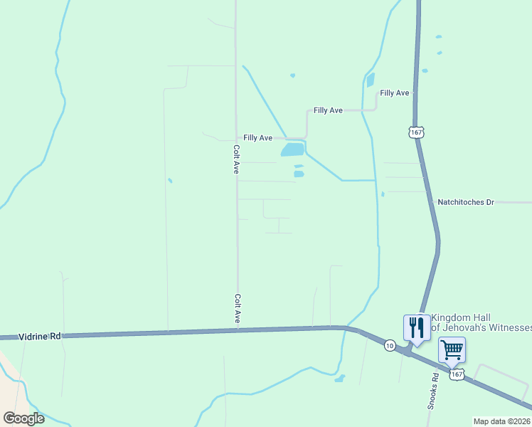 map of restaurants, bars, coffee shops, grocery stores, and more near 223 Cheryl in Ville Platte