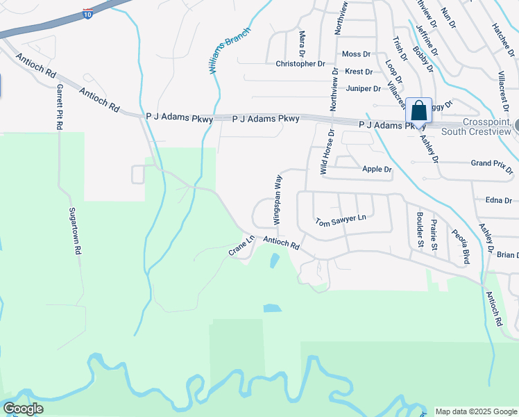 map of restaurants, bars, coffee shops, grocery stores, and more near 605 Wingspan Way in Crestview