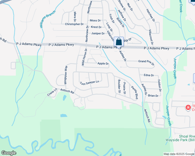 map of restaurants, bars, coffee shops, grocery stores, and more near 537 Tom Sawyer Lane in Crestview