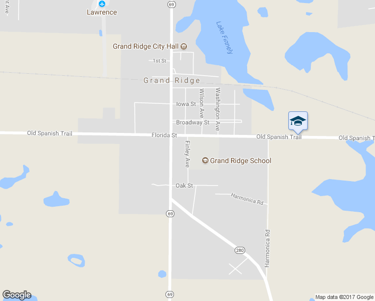 map of restaurants, bars, coffee shops, grocery stores, and more near 1973 Finley Avenue in Grand Ridge