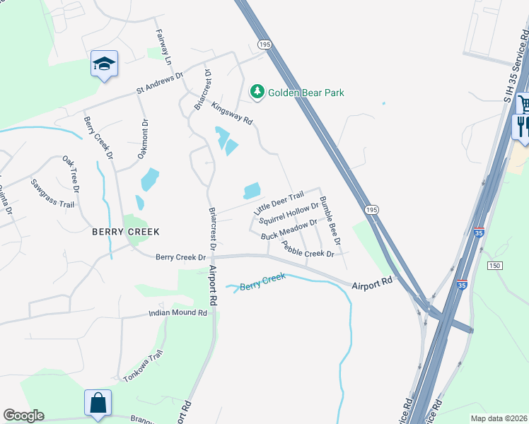 map of restaurants, bars, coffee shops, grocery stores, and more near 7738 Little Deer Trail in Georgetown