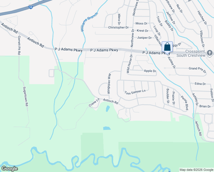 map of restaurants, bars, coffee shops, grocery stores, and more near 581 Wingspan Way in Crestview