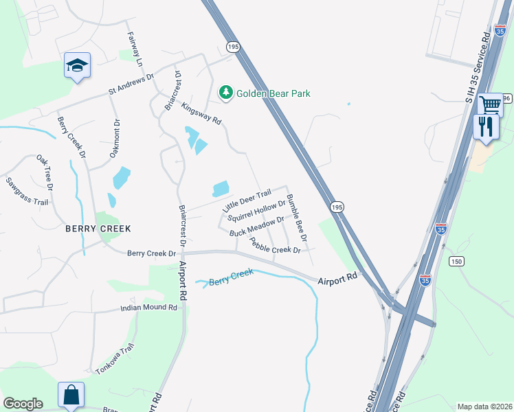 map of restaurants, bars, coffee shops, grocery stores, and more near 7765 Little Deer Trail in Georgetown